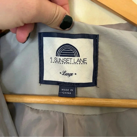 Women's 1 Sunset Lane Nylon Drawstring Hooded Rain Jacket Taupe Silver Hardware - Picture 6 of 8